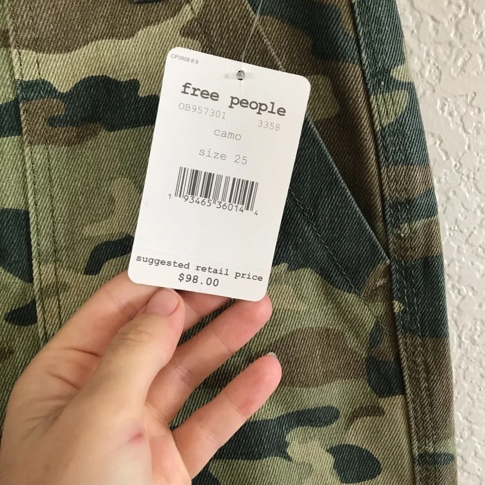 Free People We the Free Camo Crop High Waist Jeans